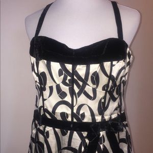 Nanette Lepore Silk Dress - Cream & Black w Velvet